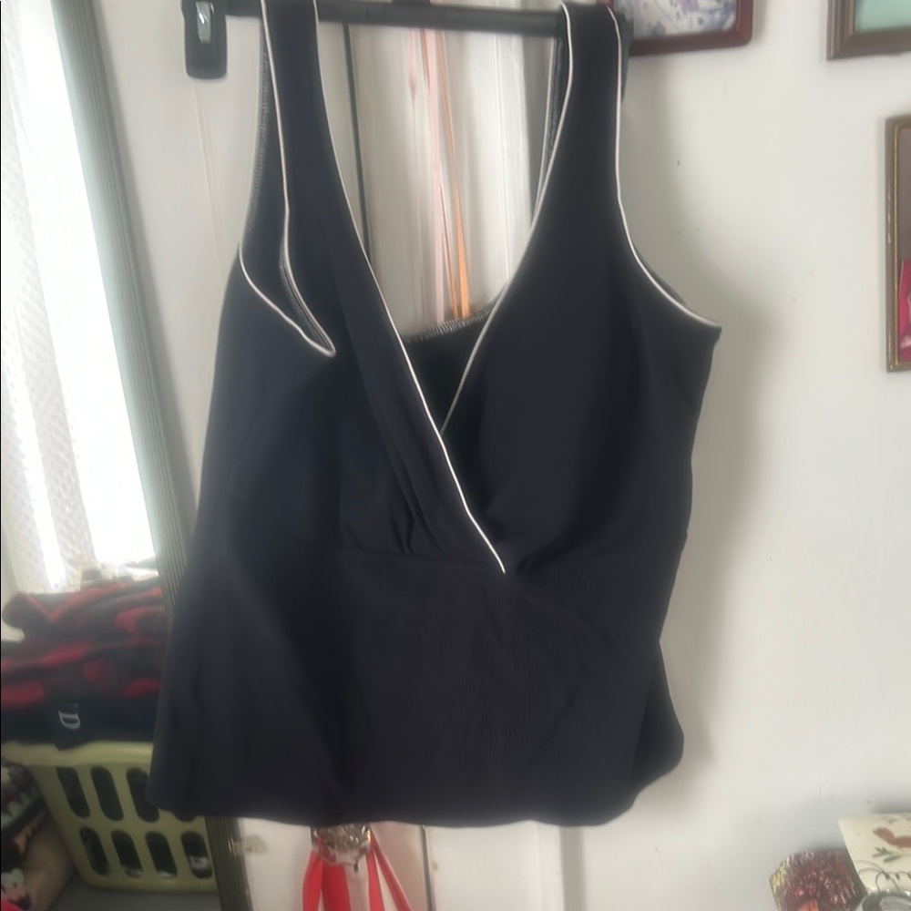 Lands' End Black Top with White Accents